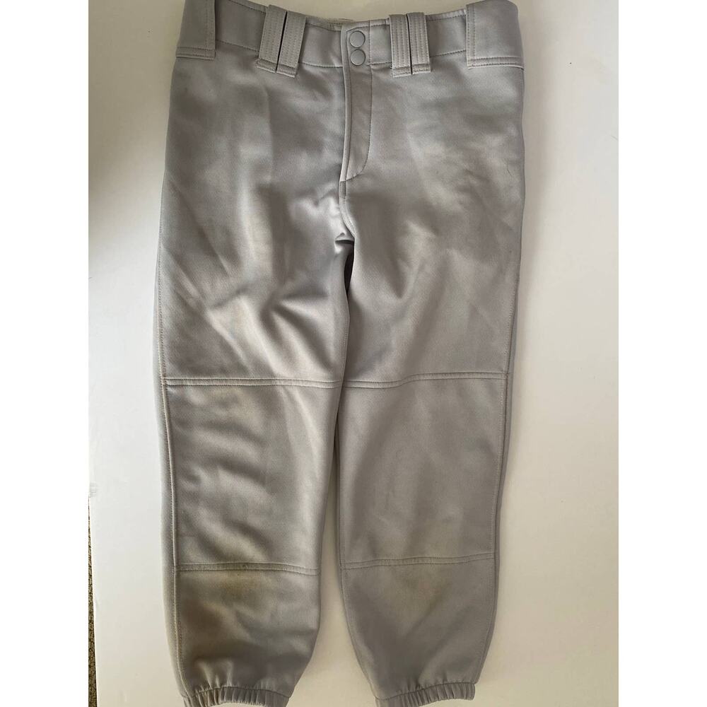 Mizuno womens small gray softball pants Polyester Double knee Fly front